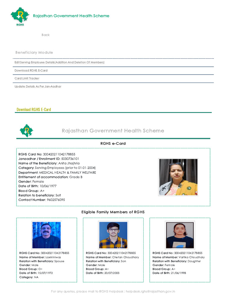 RGHS E-Card Download and Information | PDF