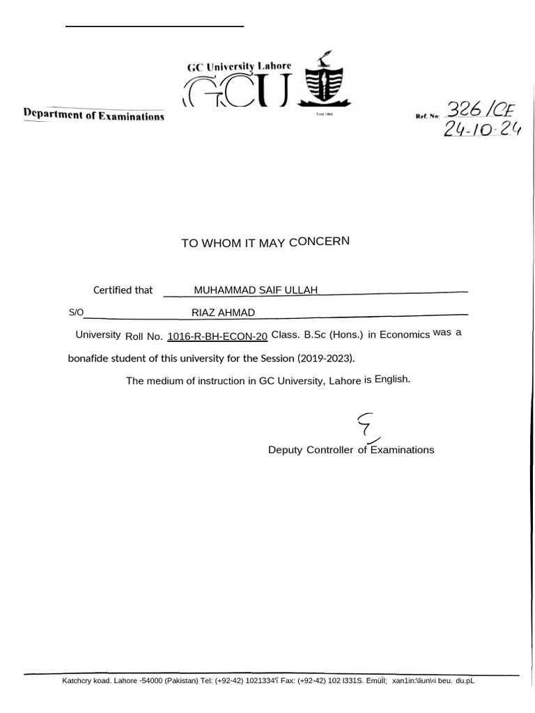 Student Certification for Muhammad Saif Ullah | PDF