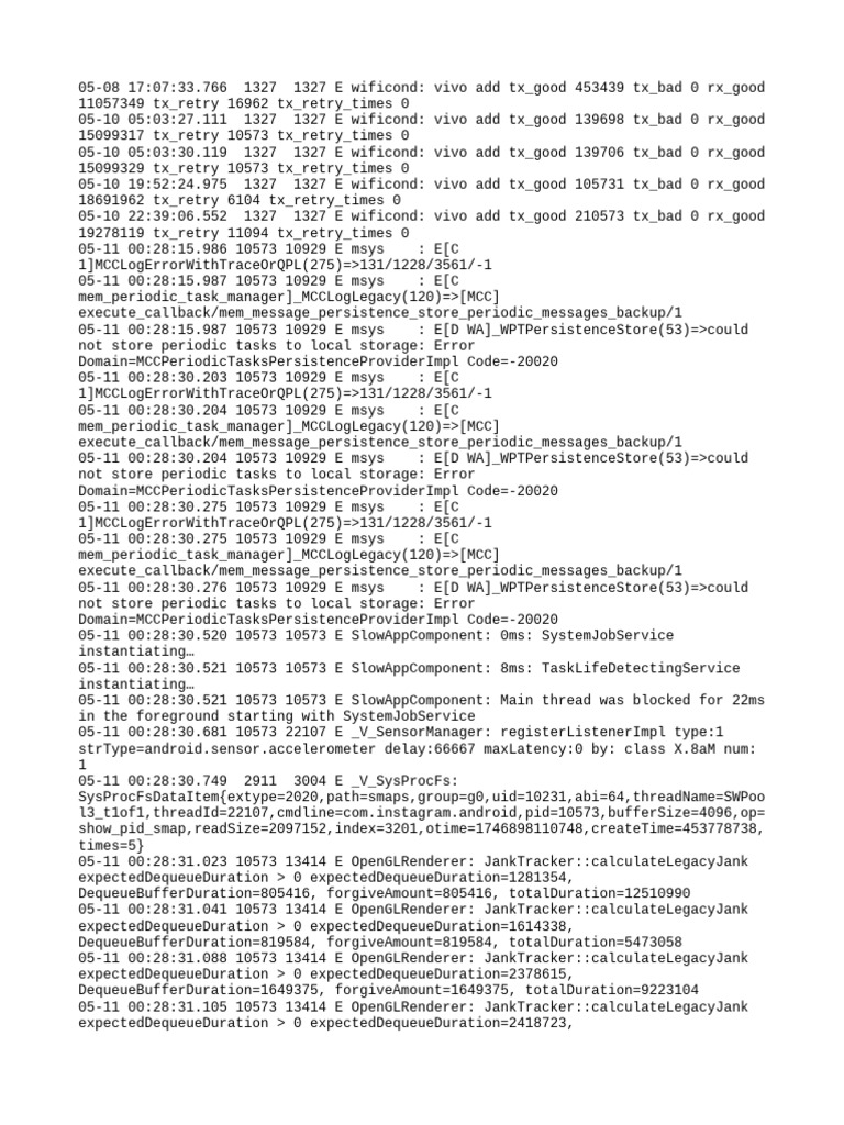 Vivo WiFi and System Error Logs | PDF | Software Engineering ...