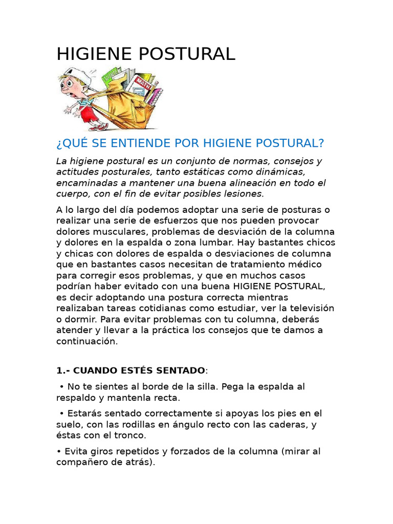 Higiene Postural para la Salud Espinal | PDF | La columna vertebral ...