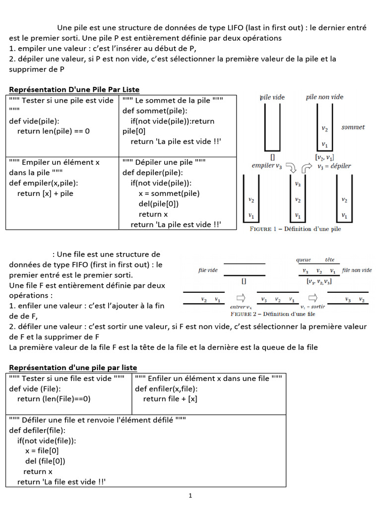 Piles et Files en Python : Guide Complet | PDF | Programmation ...
