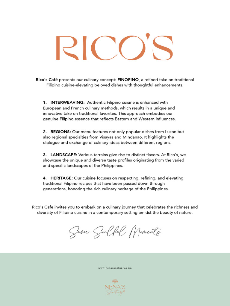 Rico's Café Menu and Prices | PDF | Sauce | Curry