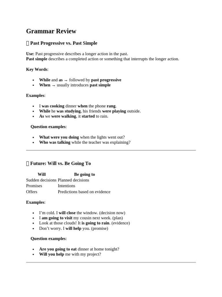 Grammar Review: Tenses Explained | PDF | Semantic Units | Linguistic ...