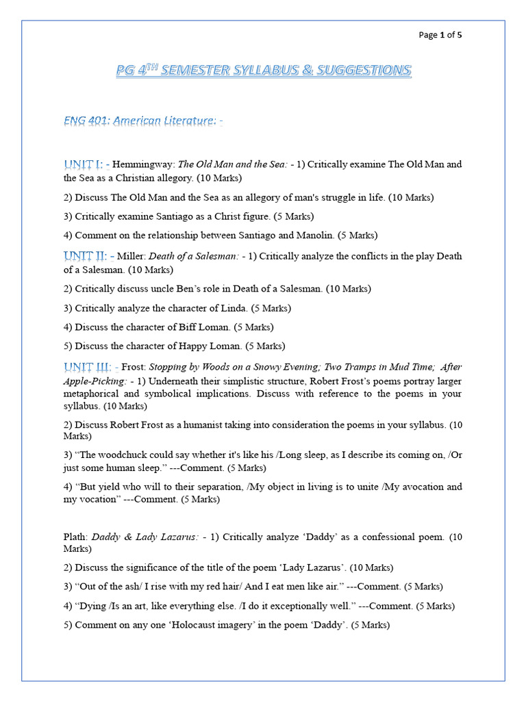 PG 4th Semester English Syllabus | PDF | Dalit