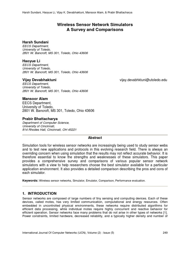 Survey of Wireless Sensor Network Simulators | PDF | Wireless Sensor ...