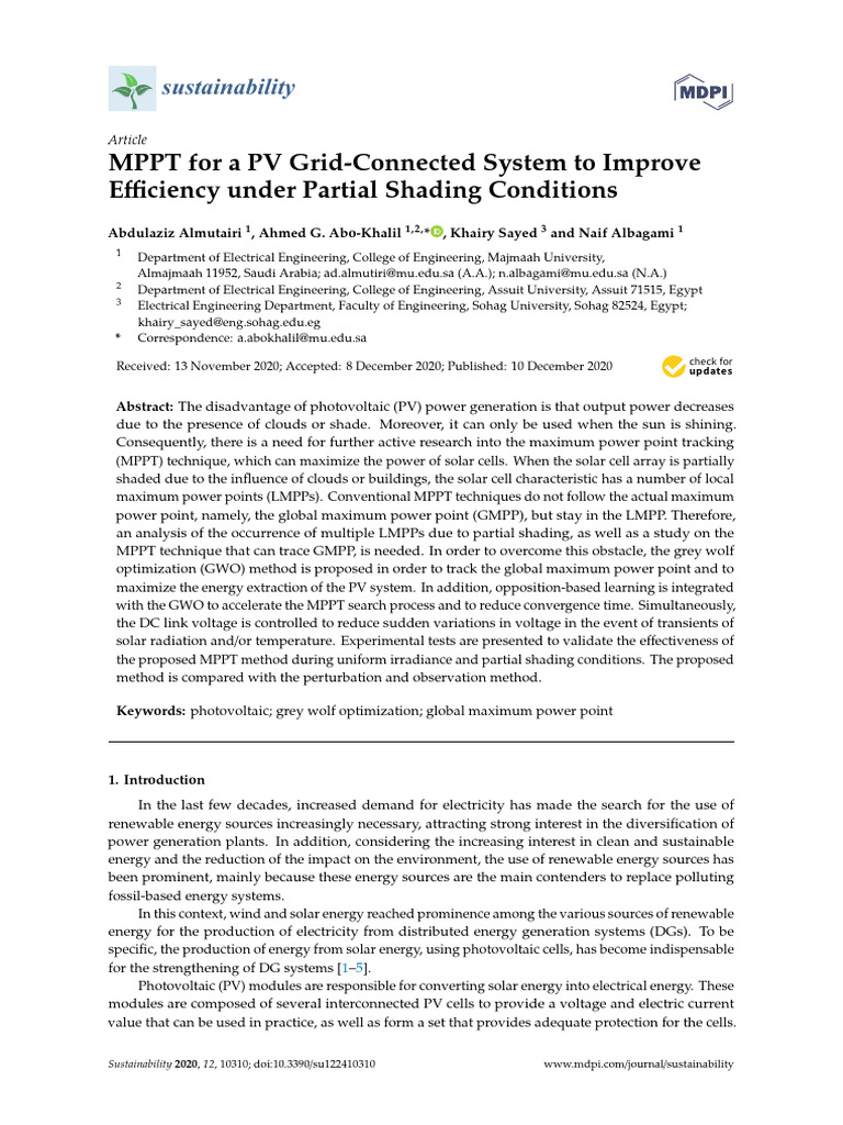MPPT For A PV Grid Connected System To I | PDF | Photovoltaics ...