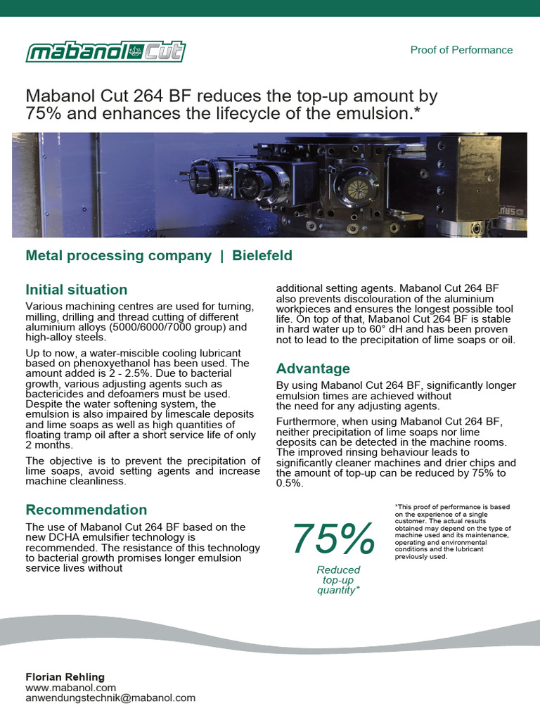 ProofOfPerformance Mabanol Cut 264 BF EN | PDF | Emulsion | Materials