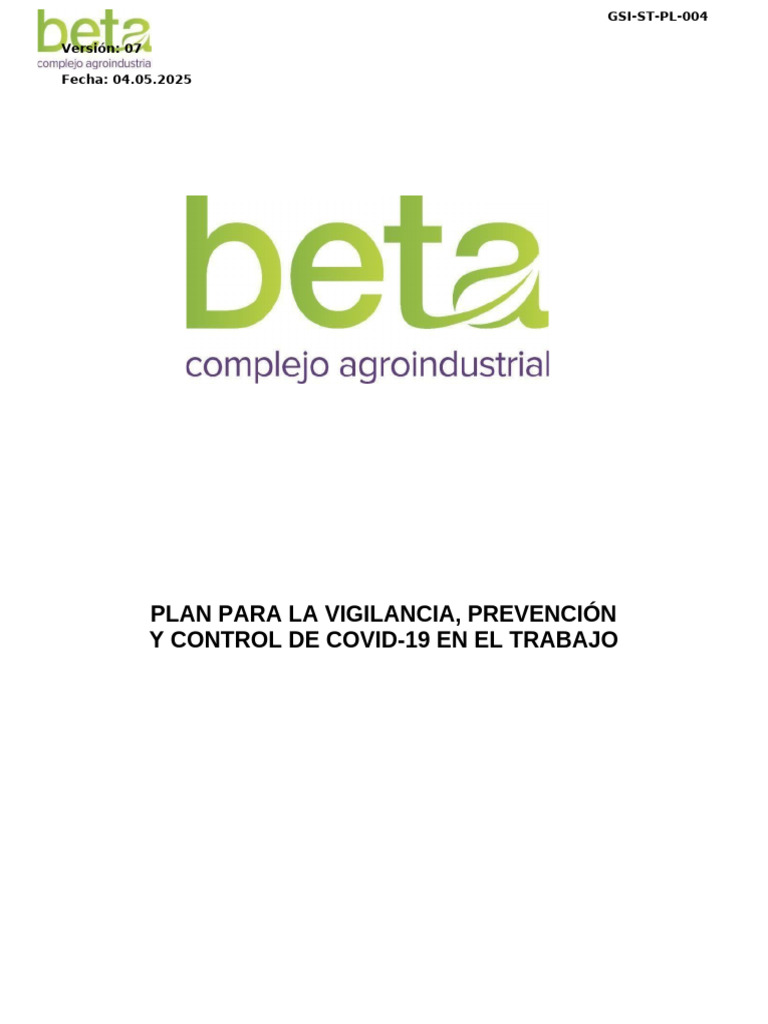 Plan de Vigilancia COVID-19 2025 | PDF | Seguridad y salud ocupacional ...