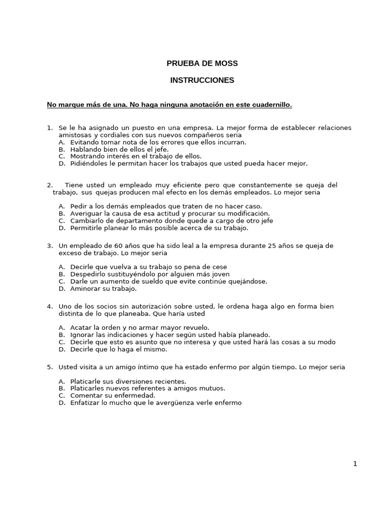 Test Moss Aplicacion | PDF