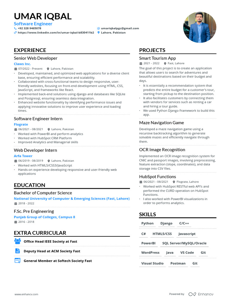 Umar Iqbal: Software Engineer Profile | PDF | Java Script | Software ...