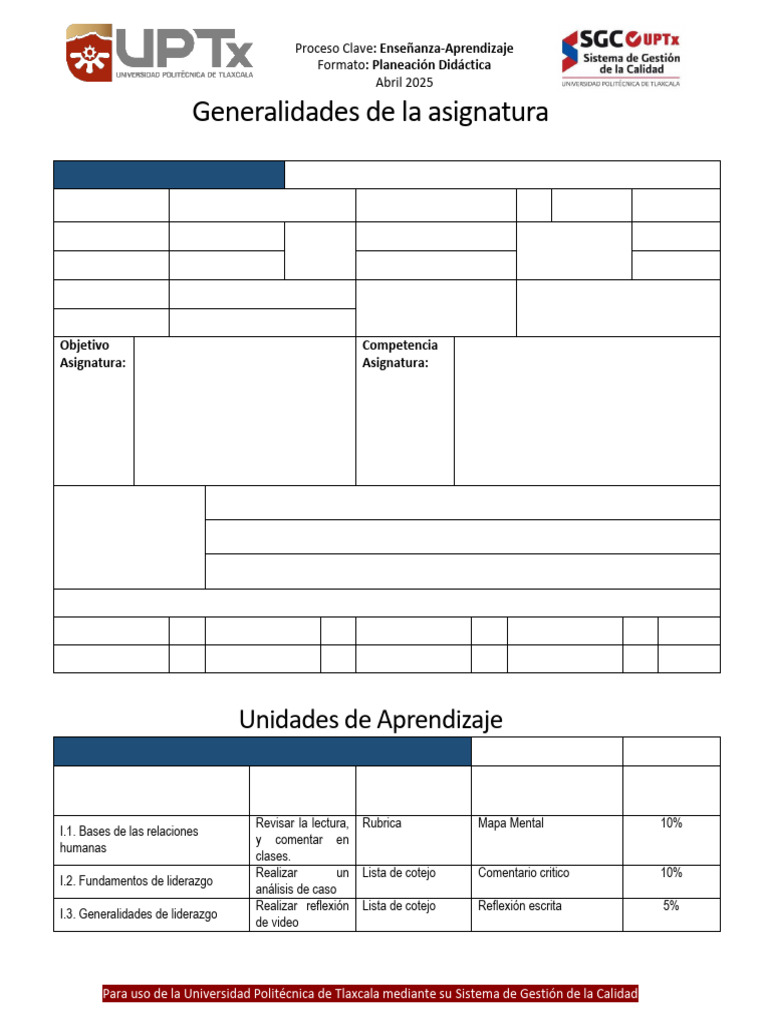 Planeación Didáctica: Liderazgo en Equipos | PDF | Plan de estudios ...