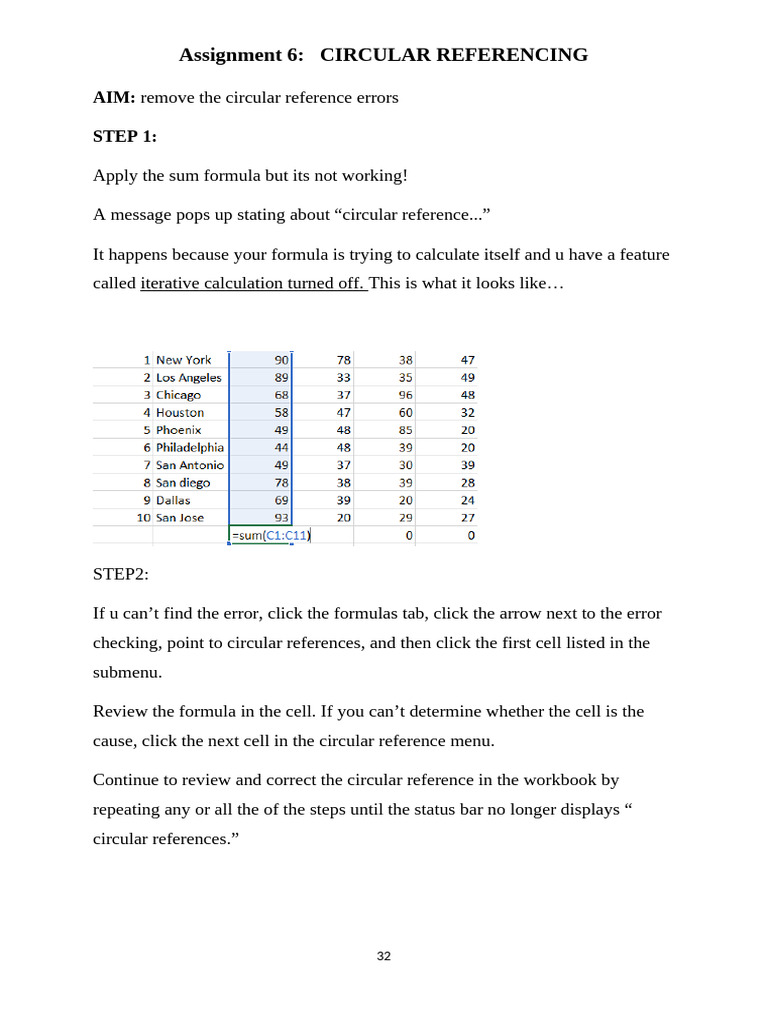 Fixing Circular Reference Errors in Excel | PDF