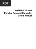 Toshiba Te2000 Portable Personal Computer User's Manual