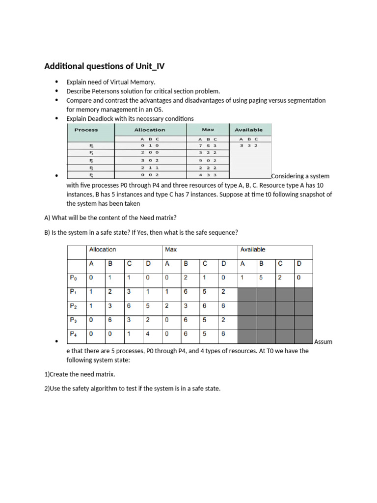 Virtual Memory and Deadlock Analysis | PDF