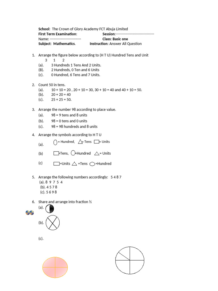 First Term Exam for Basic One Students | PDF | Marriage | Prayer