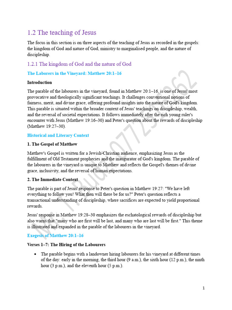 1.2 The Teachings of Jesus | PDF | Gospel Of Matthew | Parables Of Jesus