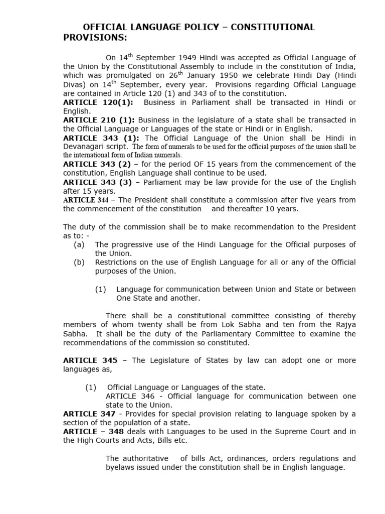 Official Language Policy in India | PDF | Languages Of India | Linguistics
