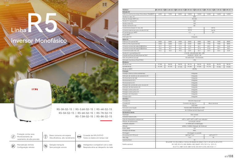 Datasheet Inversores Monofásicos R5 | PDF | Redes de computadores ...