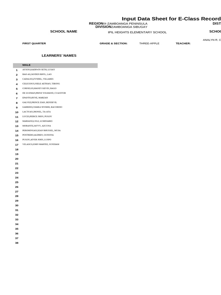 E Class Record For Grade 3 Apple Pdf
