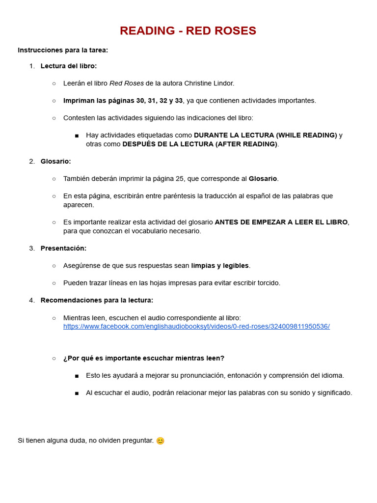 Reading - Red Roses | PDF