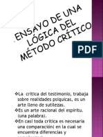 Ensayo de Una Logica Del Metodo Critico