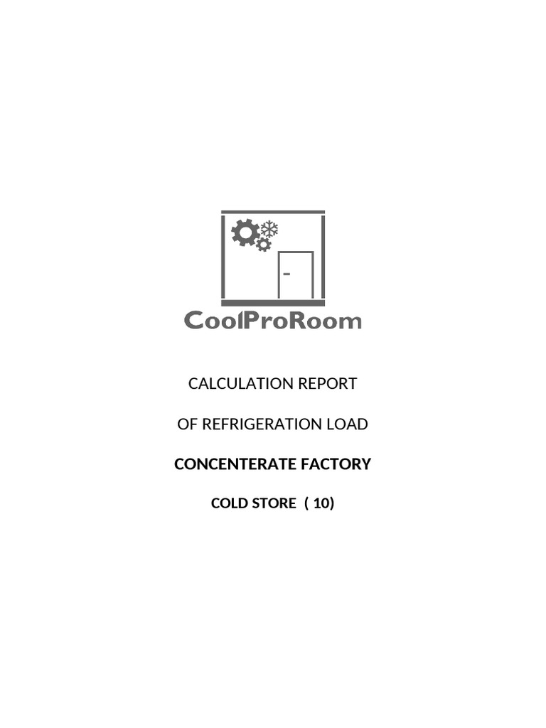 Cold Room Design Load Calculation Report | PDF | Wall | Refrigeration