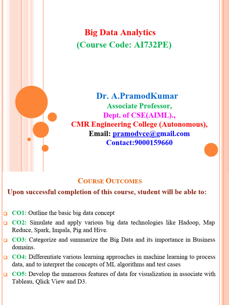 Big Data Analytics Course Overview | PDF | Data | Analytics
