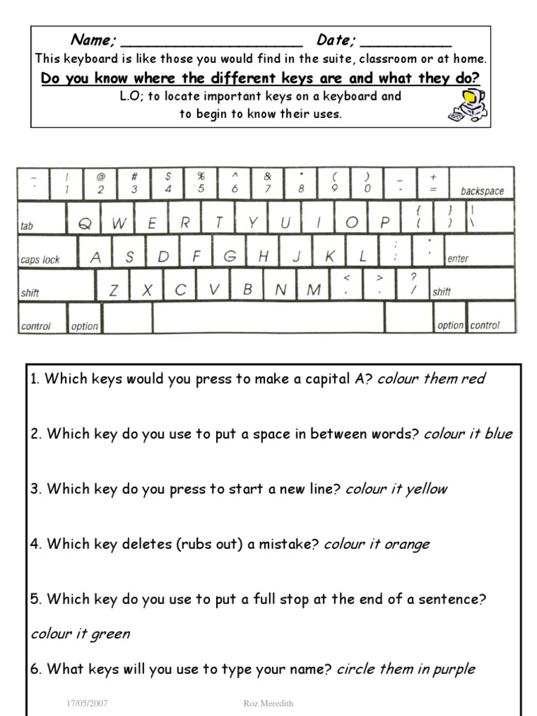 ICT Keyboard Assessment PDF
