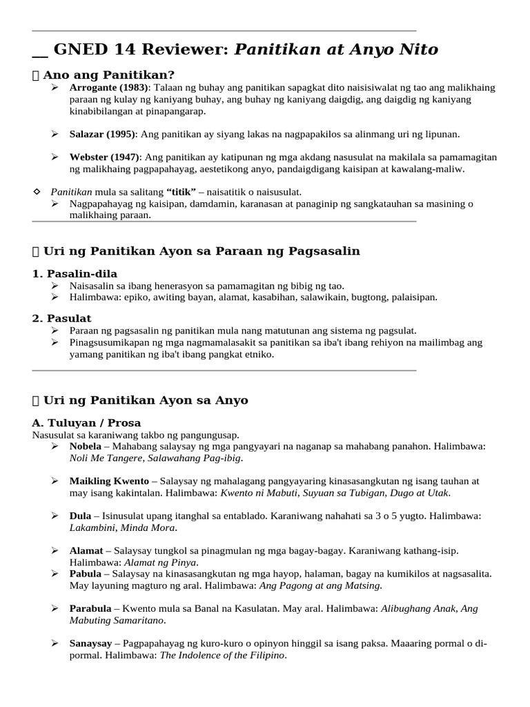Gned 14 Reviewer | PDF
