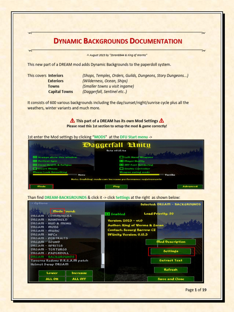 2) DREAM - Dynamic Backgrounds Guide | PDF