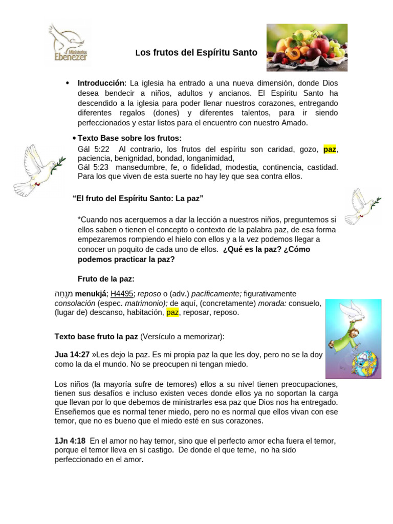 La Paz como Fruto del Espíritu Santo | PDF | Fruto Del Espiritu Santo
