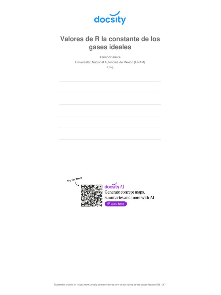 Valores de la constante R de gases ideales | PDF | Presión | Unidades ...