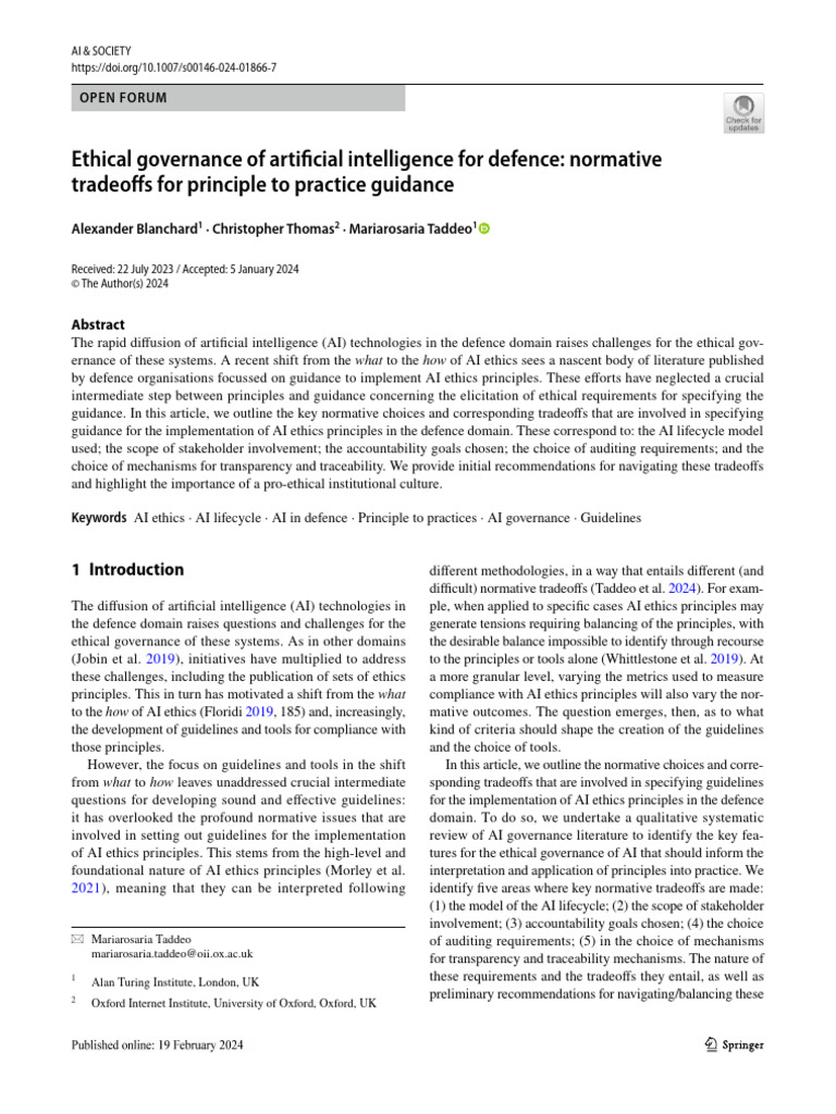 Ethical AI Governance in Defence | PDF | Artificial Intelligence ...