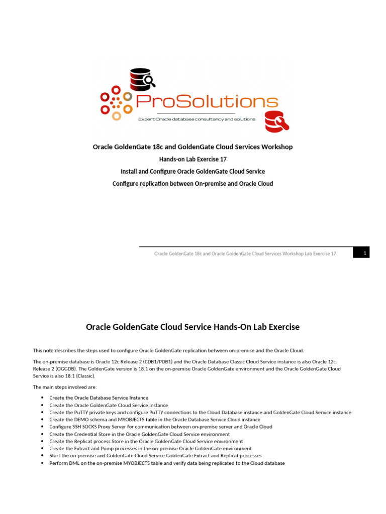 Configure Oracle GoldenGate Cloud 18c | PDF | Cloud Computing | Databases