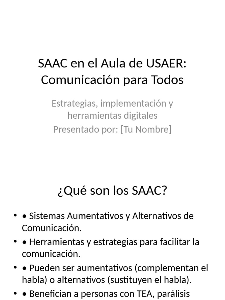 SAAC en el Aula: Estrategias y Herramientas | PDF