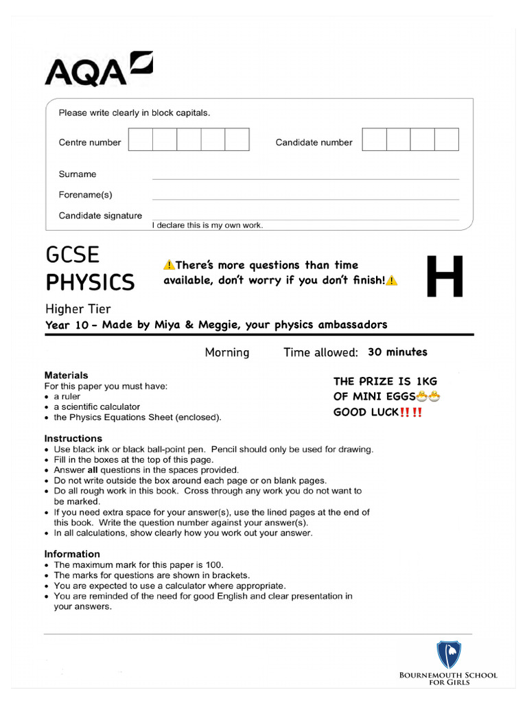Physics Quiz Paper Final 2 | PDF