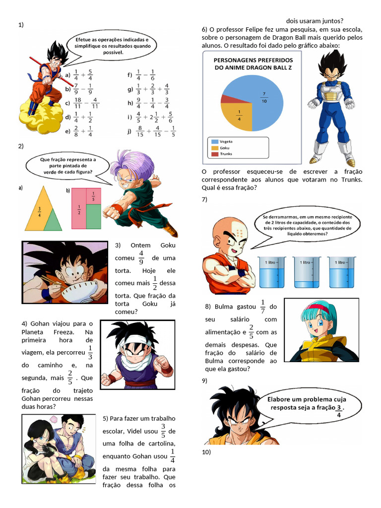 Frações em Dragon Ball Z | PDF | Dragon Ball