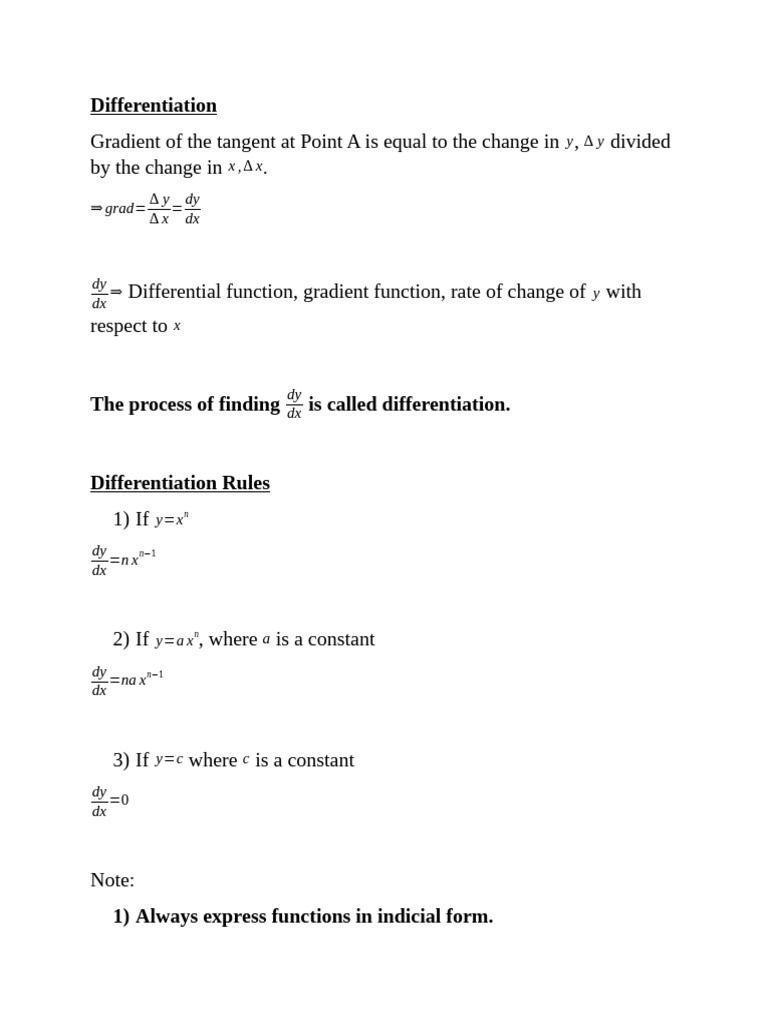Understanding Differentiation Techniques | PDF | Tangent | Calculus