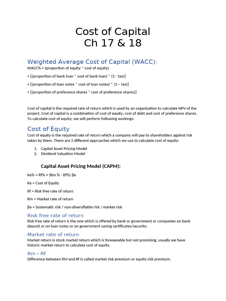 Understanding Cost of Capital and WACC | PDF | Cost Of Capital ...