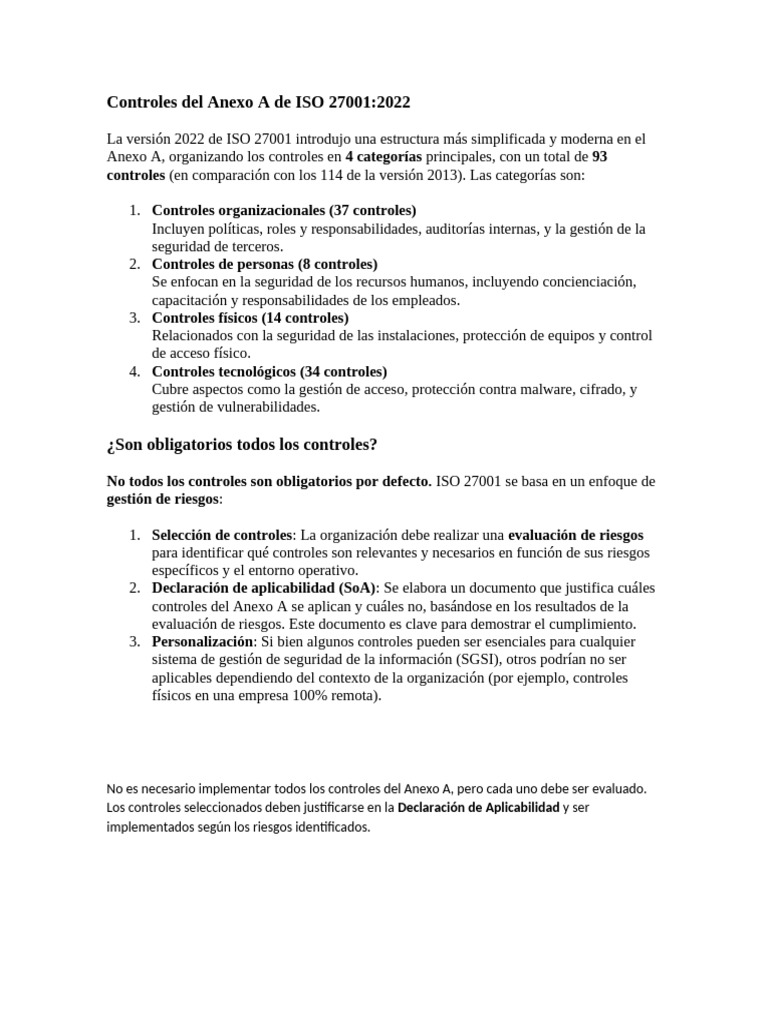 Controles Anexo A ISO 27001:2022 | PDF | La seguridad informática ...