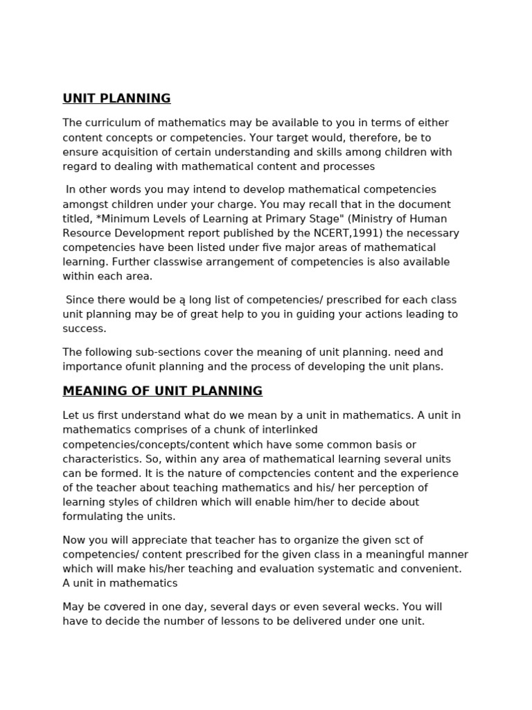 Importance and Challenges of Unit Planning | PDF | Teachers | Education ...