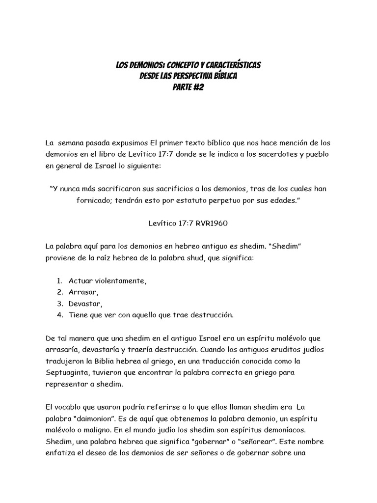 Demonios en la Biblia: Shedim y Moloch | PDF | Demonios | Creencia ...