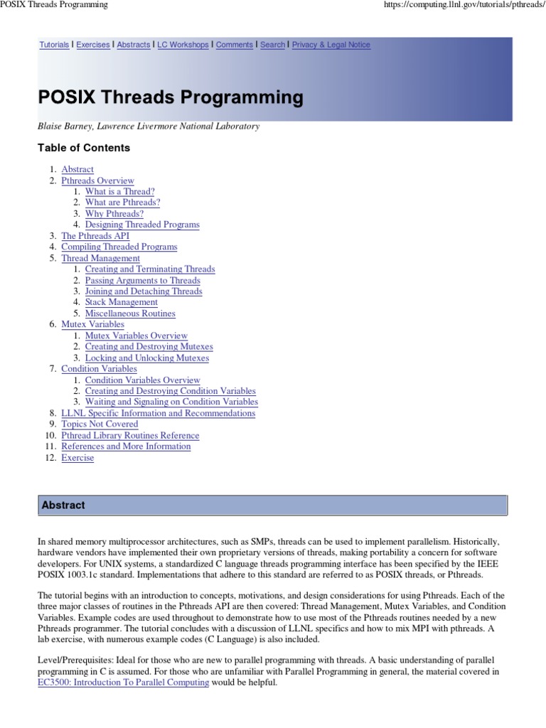 2011-2 POSIX Threads Programming | PDF