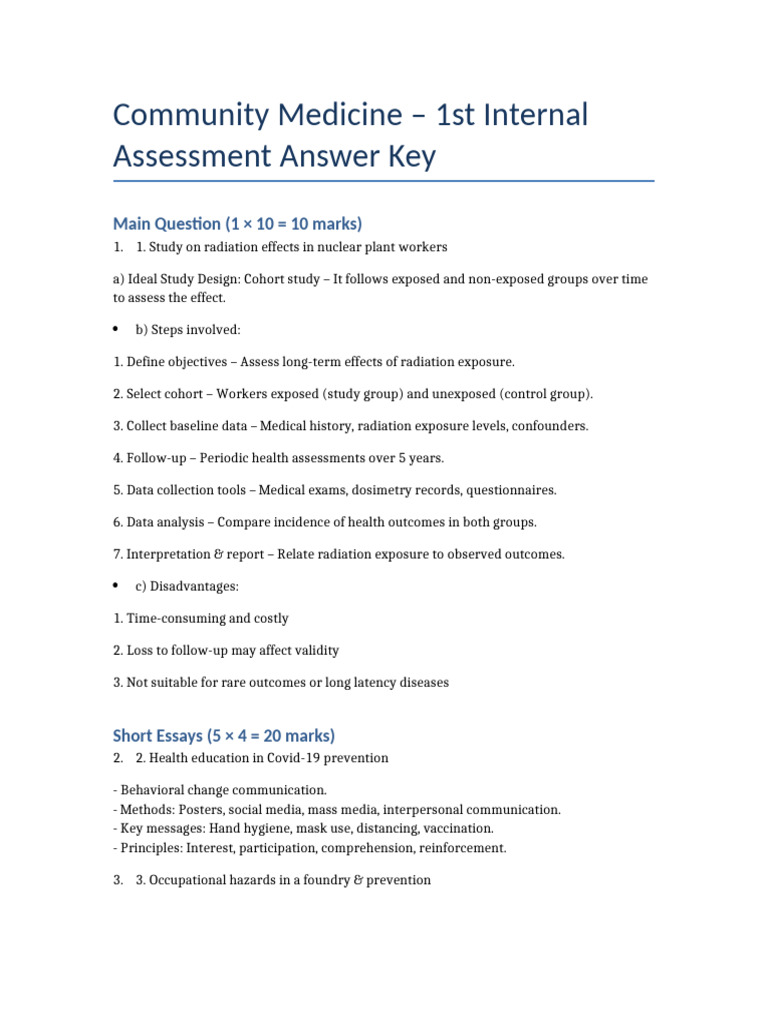 Community Medicine Answer Key Updated | PDF | Cohort Study | Public Health