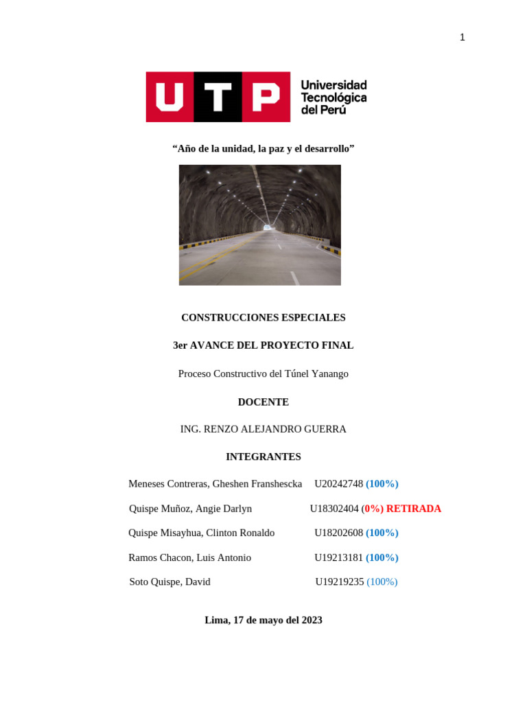 Proceso Constructivo del Túnel Yanango | PDF | Gestión de proyectos