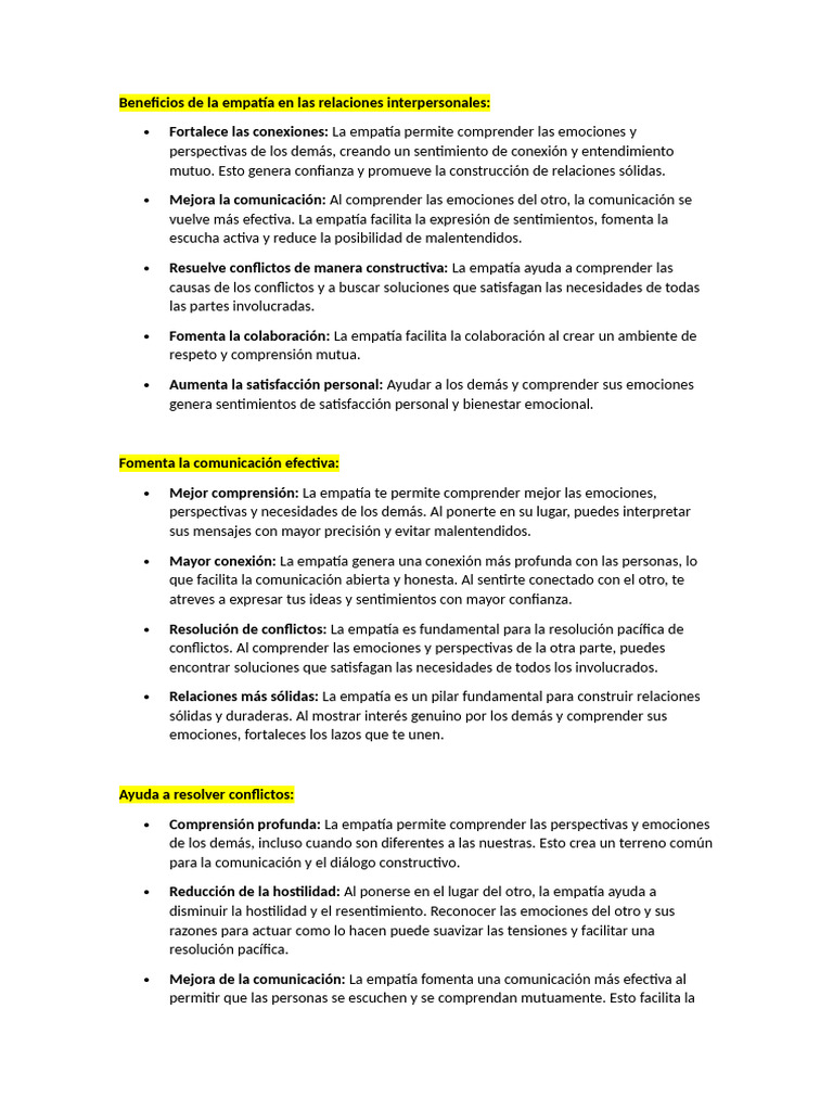 Beneficios de la empatía en relaciones | PDF | Las emociones | Empatía