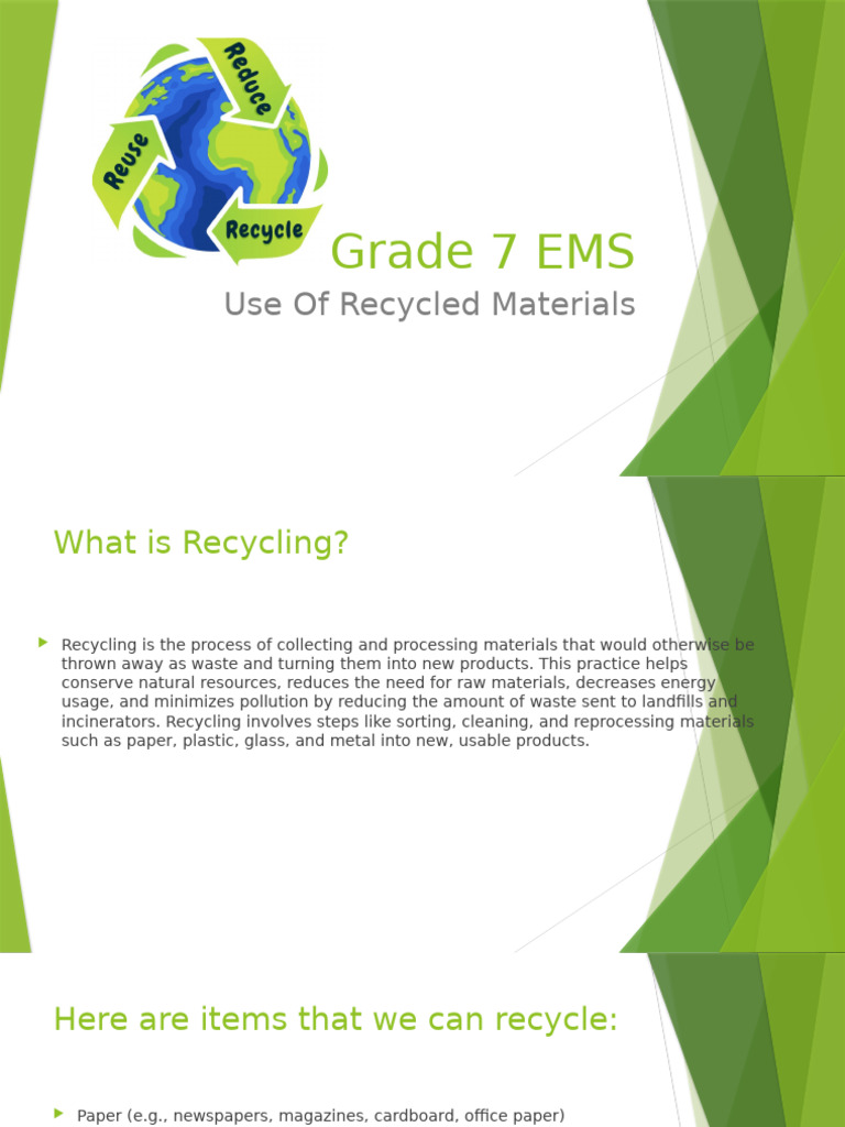 Grade 7 EMS: Importance of Recycling | PDF | Recycling | Waste