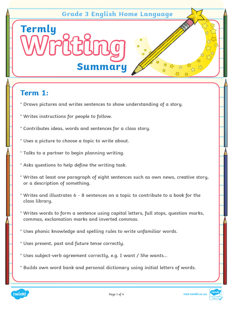 Grade 3 Writing Skills Development | PDF | Verb | Word