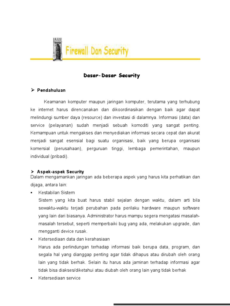 Sebutkan Tiga Arsitektur Dasar Firewall