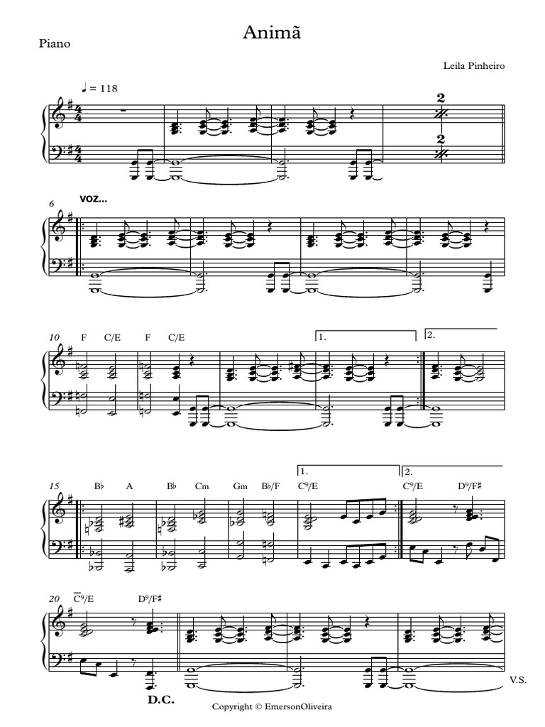 Partition pour Anima au Piano | PDF